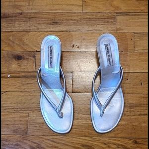 Silver authentic Manolo Blahnik Sandals